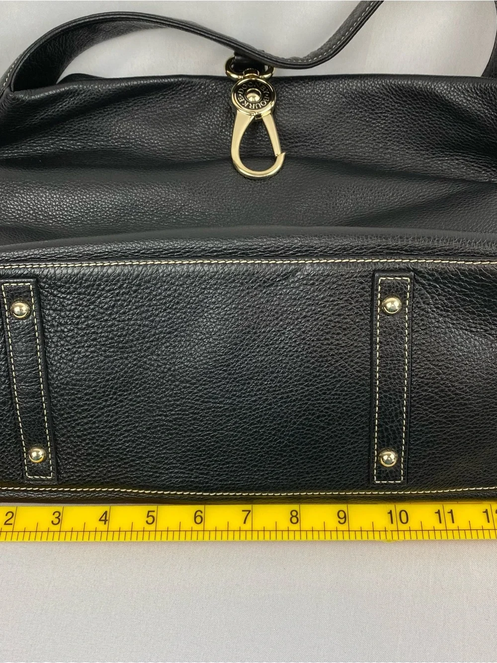 Y2K Dooney & Bourke Logo Lock Black Leather Pink Gingham Large Gold Duck Clasp